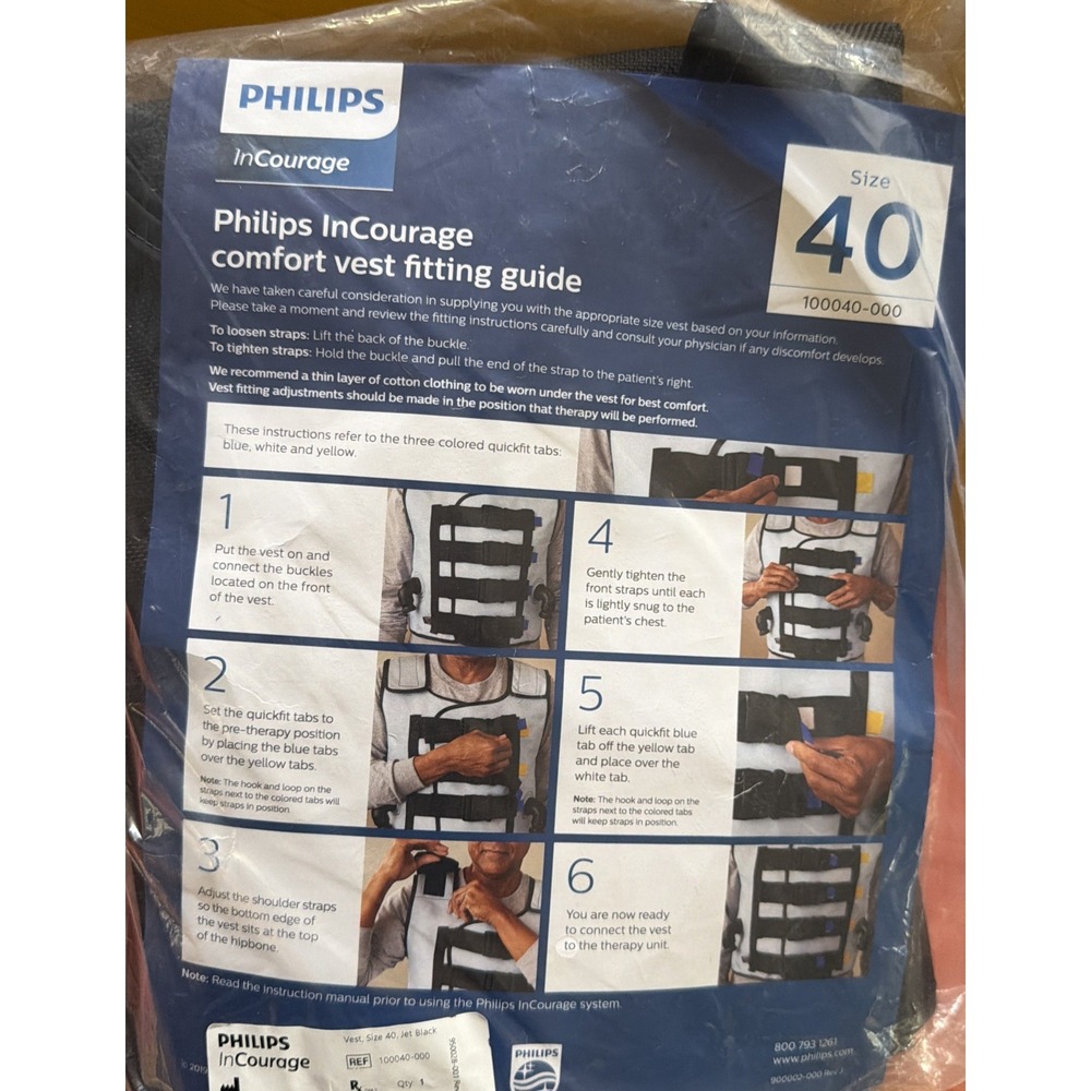 Philips inCourage ICS-1M-US-A RespirTech vest jacket size 40 New
